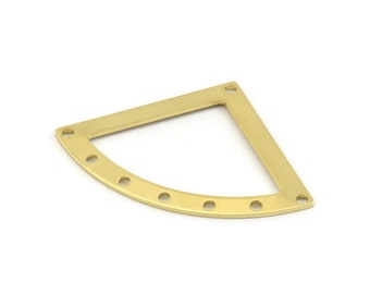 Brass Triangle Charm, 12 Raw Brass Fan Charms With 8 Holes, Stamping Blanks, Findings (40x28x0.80mm) M222