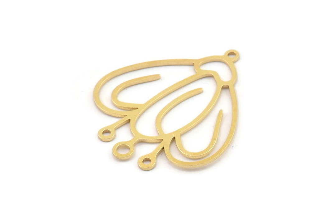 Brass Flower Charm, Raw Brass Flower Charms, Brass Earring Charms