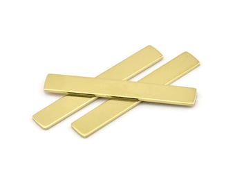 Brass Rectangle Blank, 12 Raw Brass Rectangle Stamping Blanks (41x6x0.90mm) M643