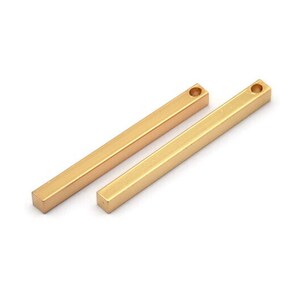 Minimalist Bar Pendant, 3 Gold Plated Brass Bars, Necklace, Earring Findings (3x3x35mm) D0241 Q0607