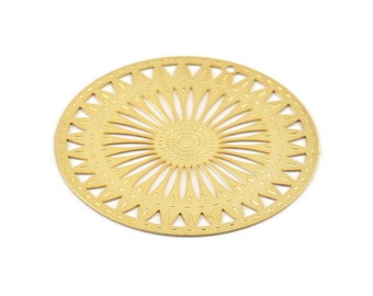 Gold Circle Charm, 2 Gold Plated Brass Circle Charms With 1 Hole, Earrings, Findings (40x0.30mm) D1417