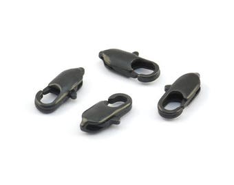 Black Parrot Clasp, 25 Oxidized Brass Black Lobster Claw Clasps (12.3x4.4mm) Bs-1654 S451