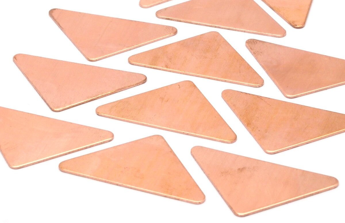Copper Triangle Blank, 4 Raw Copper Triangle Blanks (40x29x29x0.80mm ...