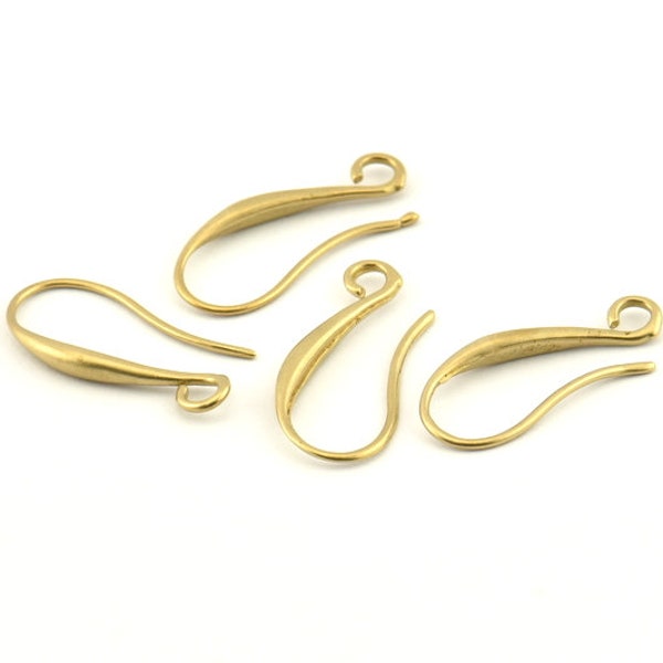 Brass Ear Hooks, 12 Raw Brass Earring Wires, Earring Hooks (20mm) D1334