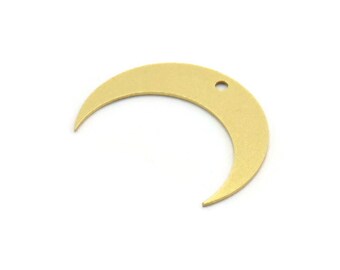 Brass Moon Charm, 12 Raw Brass Crescent Moon Charms With 1 Hole (23x5.5x0.60mm) A5725