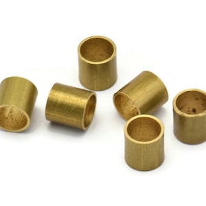Brass Tube Beads, 24 Raw Brass Industrial Tube Findings, (7x7mm)   A0677