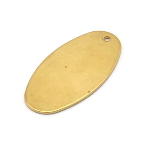 Brass Oval Blank, 12 Raw Brass Oval Stamping Blanks With 1 Hole (30x15x0.80mm) D0580