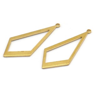 Brass Diamond Charm, 24 Raw Brass Rhombus Charms With 1 Loop, Earrings, Findings (31x14x0.80mm) D1138