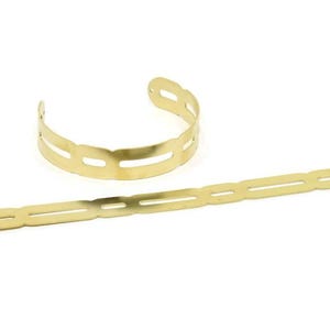 Adjustable Bangle Bracelet, Raw Brass Flat Bracelet With 2 Holes, Raw Brass Bracelet, Brass Bracelet Bangle (145x13x0.80mm) SMP1804