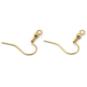 Brass Earring Hook, 100 Raw Brass Ear Wires, Earring Findings 18mm Bs 1361 image 1