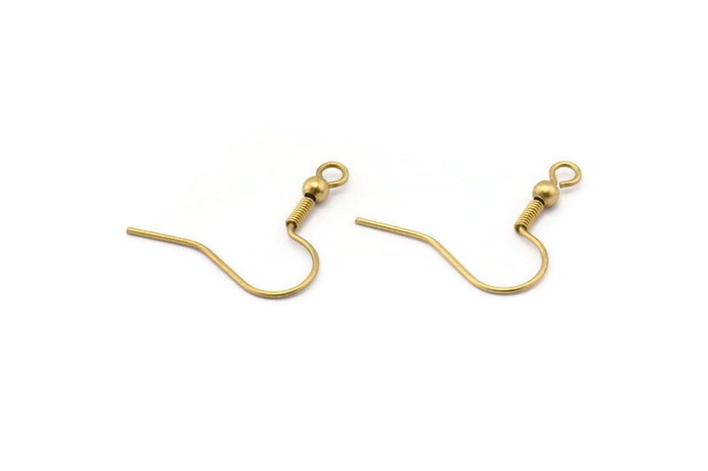 Brass Earring Hook, 100 Raw Brass Ear Wires, Earring Findings 18mm Bs 1361 image 1