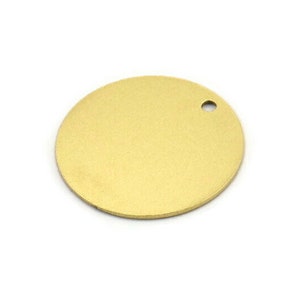 Brass Stamping Tag, 8 Raw Brass Round Charms With 1 Hole (19x0.60mm) A3572