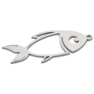 Steel Fish Charm, Stainless Steel Fish Charms With 1 Loop, Findings (31x13x0.80mm) SMP2155