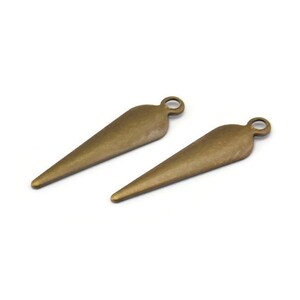 Antique Brass Charm, 50 Antique Brass Charms Findings (20x5mm) K082