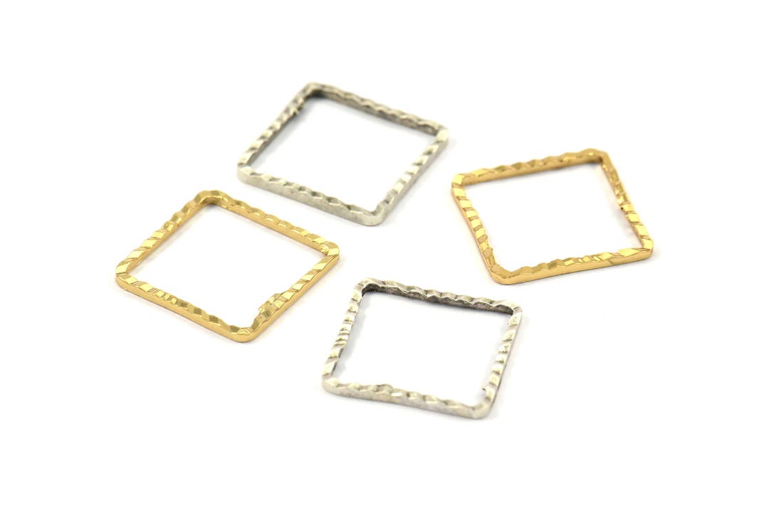 Square Connector Rings Silver / Gold Square Connector , 20 Antique Silver - Gold Plated Brass ...