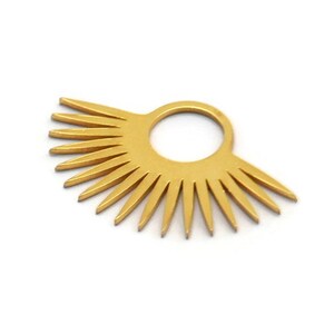 Gold Sun Charm, 6 Gold Plated Brass Sunshine Charms, Pendants, Findings (23x15x0.60mm) A3876
