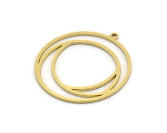 Brass Round Charm, 4 Raw Brass Round Shaped Charm With 1 Loop, Charm Pendants (29x27x0.80mm) SMP0574