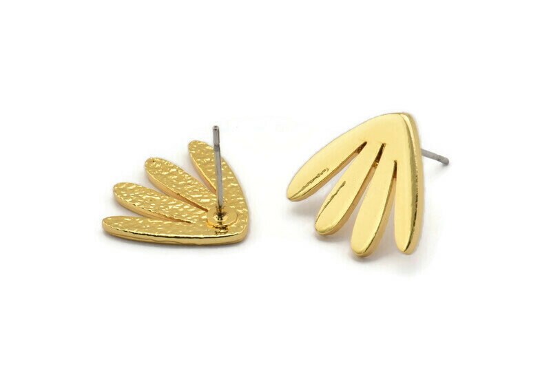 Earring Studs, 2 Gold Plated Brass - Gold Earring Findings