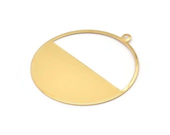 Gold Circle Charm, 2 Gold Plated Brass Circle Charms With 1 Loop, Pendants, Earrings, Findings (41x38x0.6mm) M02055