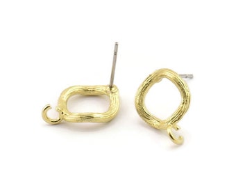 Pendientes redondos de latón, 6 pendientes de botón circulares de latón en bruto (12 x 2 mm) N2430