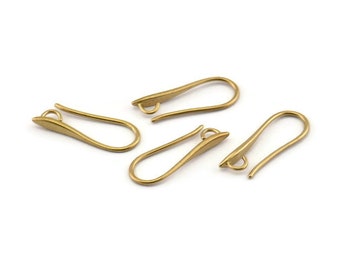 Brass Ear Hooks, 12 Raw Brass Earring Wires, Earring Hooks (20x8mm) BS 1709