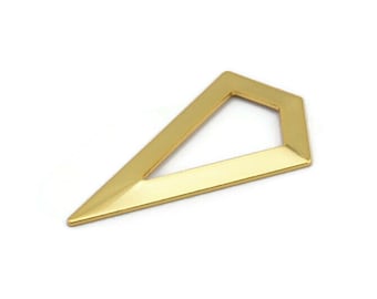 Gold Triangle Pendant, 2 Gold Plated Brass Triangle Pendants, Charms, Earrings (38x20x0.8mm) U148 Q0475