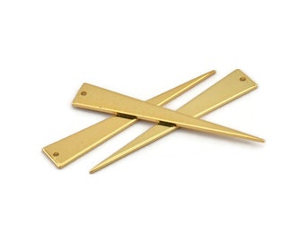 Long Triangle Charm, 2 Gold Plated Brass Triangle Charms With 1 Hole (51x8x1mm) BS 2186