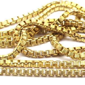 Cube Brass Chain, 2m Raw Brass Cube Chain (2.5mm) Bs 1373