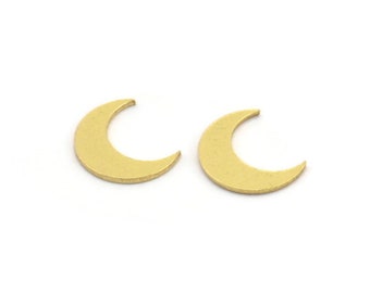 Brass Moon Blank, 100 Raw Brass Crescent Moon Blanks, Brass Blanks (9.5x3x0.60mm) A4588