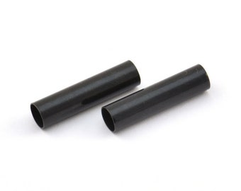 Black Tube Bead, 25 Oxidized Brass Black Tube Beads (5x20mm) Bs 1463 S694