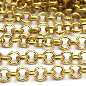 5 M. Raw Brass Open Link Rolo Chain , ( 3.2mm ) BS 1017