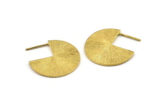 Brass Earring Findings, Textured Raw Brass Pizza Slice Earrings, Findings  (25x1mm) N1056