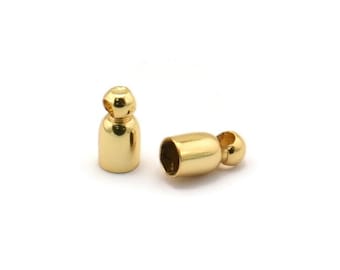 Gold End Caps, 25 Gold Plated Brass End Cap, Cord Tip Cord Ends (8x4mm) Bs-1659 Q0653