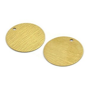 Brass Round Charm, 24 Textured Raw Brass Round Tags With 1 Hole (20mm) A1866