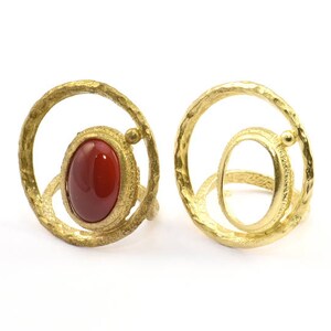 Adjustable Ring Settings, 2 Raw Brass Adjustable Rings Settings With 1 Pad BS 2003