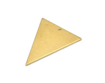 Brass Triangle Pendant, 6 Raw Brass Triangle Charms With 1 Hole, Earrings, Findings (32x27x1mm) D0675