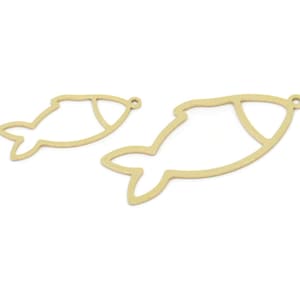 Brass Fish Charm, Raw Brass Fish Charms With 1 Loop, Blanks, Findings (22/32x0.60mm) SMP2178