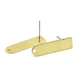 Stud Earring - 8 Raw Brass Stud Earrings With 1 Hole (23x6x0.80mm) M951 A1550