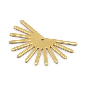 Gold Sun Charm, 4 Gold Plated Brass Sun Charms With 1 Hole (20x30x0.80mm) M02270