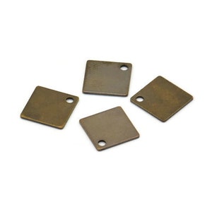 Brass Square Charm, 100 Antique Brass Square Charms (9mm) Pen157 K121