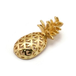 Gold Plated Pineapple - 1 Gold Plated Brass Pineapple Pendant (30x13.4x6.3mm) N0250 Q0117