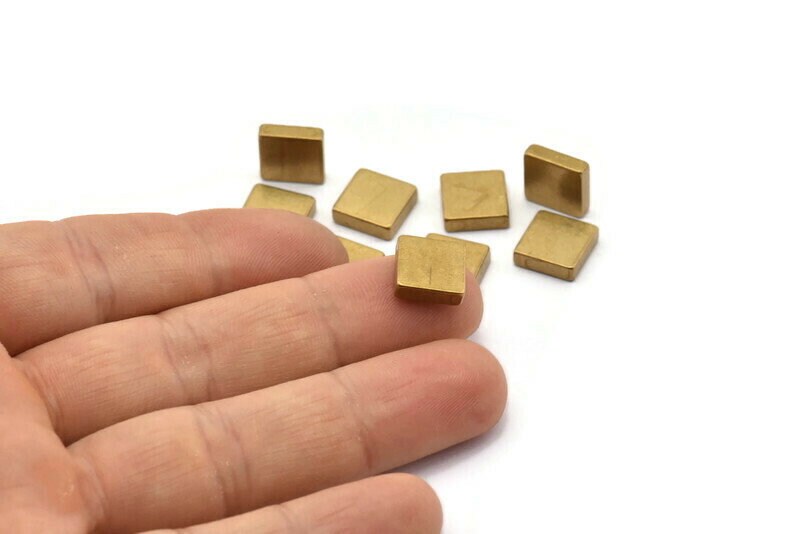 Raw Brass Finding, 10 Raw Brass Thick Squares (10x3mm) D0371