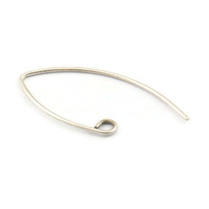 Silver Earring Wires, 12 Antique Silver Plated Brass Earring Wires With 1 Loop (29x0.7mm) E359