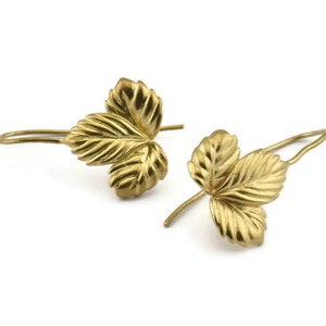 Brass Leaf Earring, 4 Raw Brass Leaf Stud Earrings, Findings (19x16x0.80mm) N1230