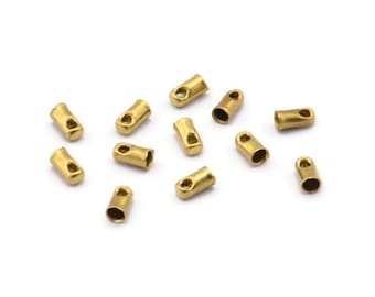 Brass Tassel End Caps, 250 Raw Brass End Cap With 1 Hole, Cord Tips, Cord Ends (4.3x2.3mm) E111