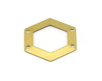 10 Messing Hexagon Rohlinge mit 4 Loch (30x0,80mm) D0123
