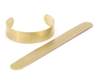 Brass Bracelet Blank - 2 Raw Brass Flat Stamping Bracelet Blanks (15x146x0.80mm) V077