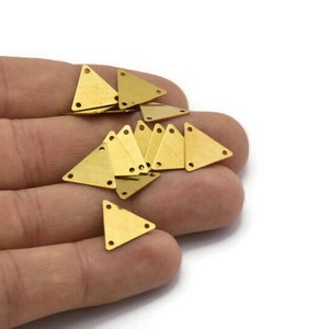 Brass Triangle Charm, 250 Raw Brass Triangle Charms With 3 Holes 12x14mm A0017 image 3