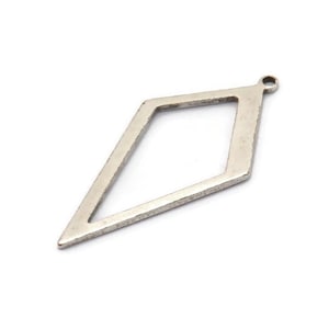 Silver Diamond Charm, 10 Antique Silver Plated Brass Rhombus Charms With 1 Loop, Earrings, Findings (28x13x0,80mm) D855