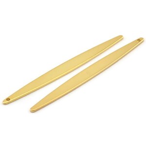 Gold Necklace Bar, 2 Gold Plated Brass Bar Charms With 1 Hole, Earrings, Pendants (62x6x1mm) D0688 Q0757
